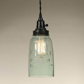 Half Gallon Open Bottom Mason Jar Pendant Lamp - Rustic Brown