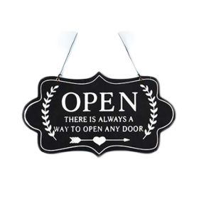 Wooden Stores Business Hanging Plaque Sign OPEN CLOSED Door Board Sign Double-Sided Bar Restaurant Hanging Plate Sign,Black