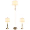 3-Piece Modern Nickel Finish Lamp Set