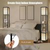 Modern Shelf Freestanding Floor Lamp with Double Lamp Pull Chain and Foot Switch