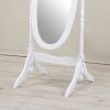 Traditional Queen Anna Style Wood Floor Cheval Mirror, White Finish