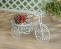 White Metal Bicycle Planter - Outdoor Garden Decor